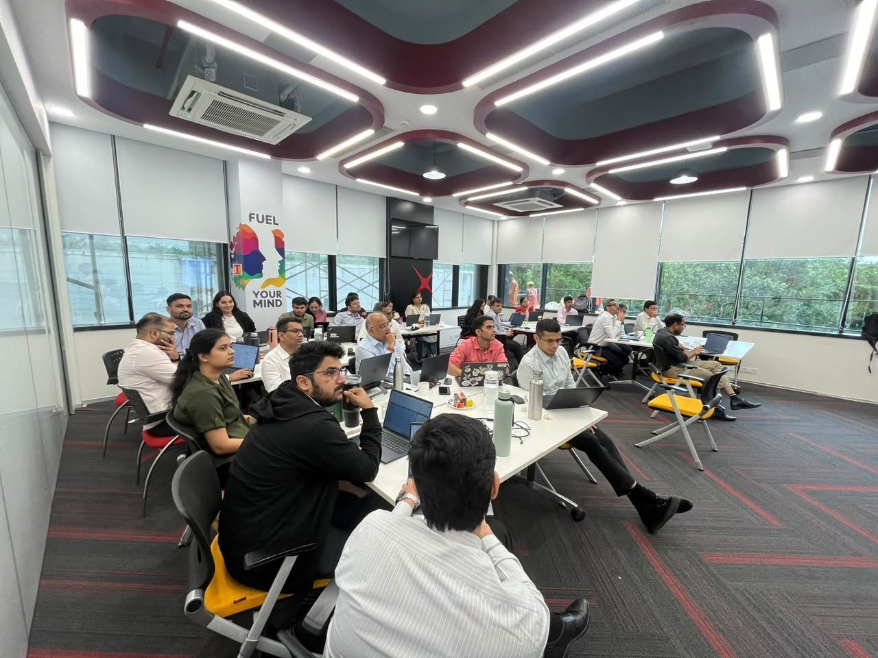 Participants following a live demonstration
